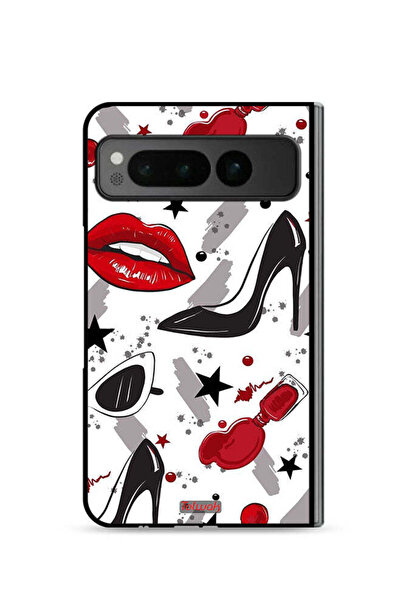 Tolwak غطاء حماية لهاتف جوجل بيكسل فولد 5G برسومات أحمر الشفاه والأحذية