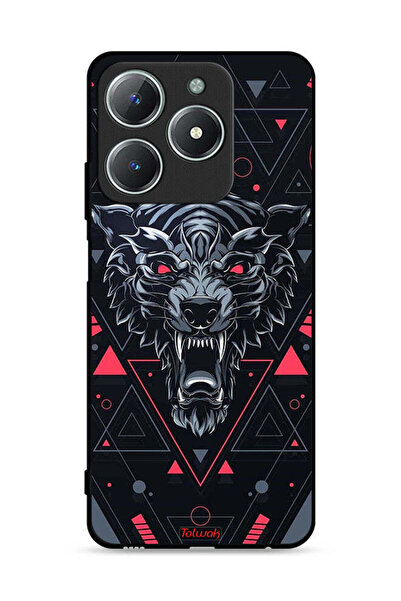 Tolwak غطاء حماية لهاتف Realme C61 4G بتصميم الذئب المتمايل