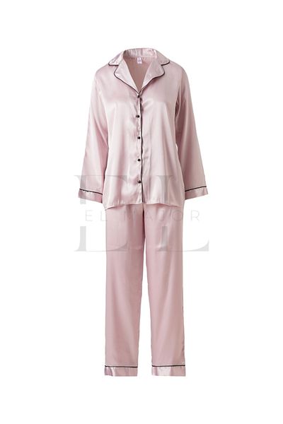El Major Long Pajama Set with Satin Stripe