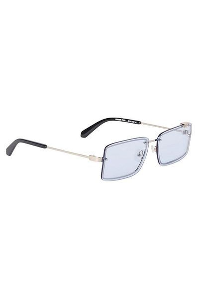OFF WHITE Unisex Sunglasses Oeri13N 7640 61-14, Rectangular Silver Frame