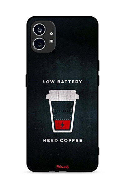 Tolwak غطاء حماية لهاتف Nothing Phone (1) 5G بطارية منخفضة تحتاج إلى قهوة