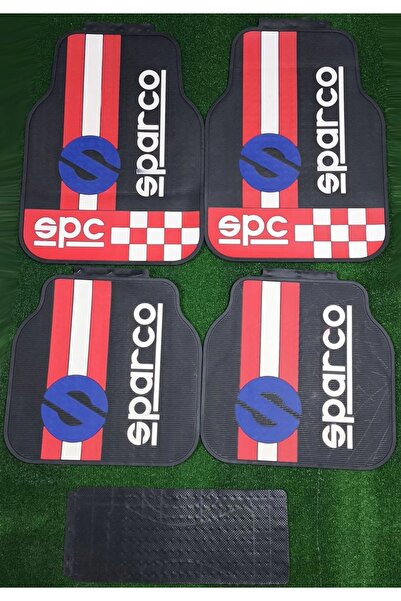 carlone Üniversal Sparco Kırmızı-Beyaz Latex Kauçuk-5 parça-Paspas-Kaydırmaz ...