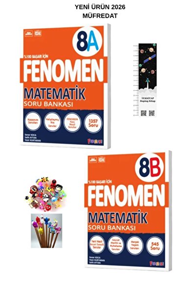 Fenomen Yayıncılık Fenomen 8. Sınıf A-B Matematik Soru Bankası 2 KİTAP (UZAY A.+KALEM B)YENİ ÜRÜNÜ 2026 MÜFREDAT