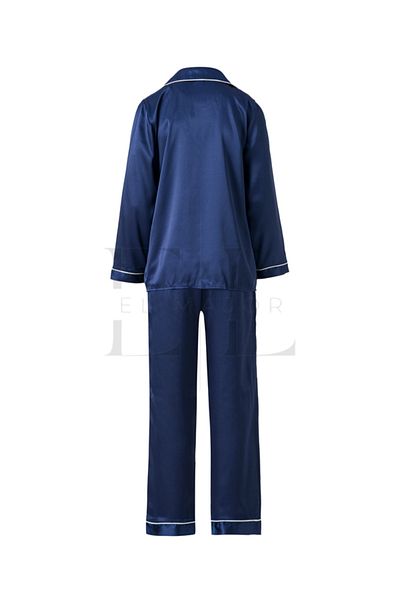 El Major Long Pajama Set with Satin Stripe