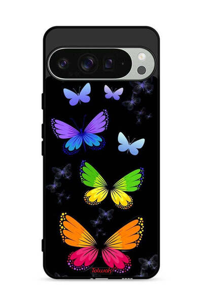 Tolwak غطاء حماية لهاتف Google Pixel 9 Pro بنقشة فراشات ملونة