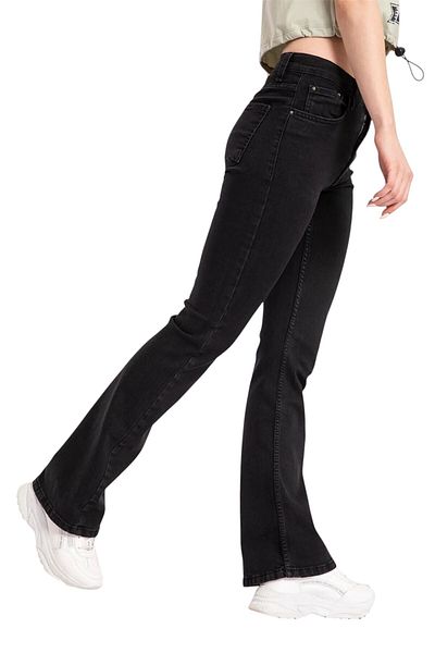 byhaziran butik Quess Women's High Waist Black Denim Flare Jeans