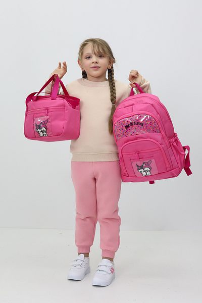 Probag Melody Kuromi Geantă de școală din 3 piese Rucsac Cutie de prânz Suport stilou Jucărie de plus Cadou Școala primară