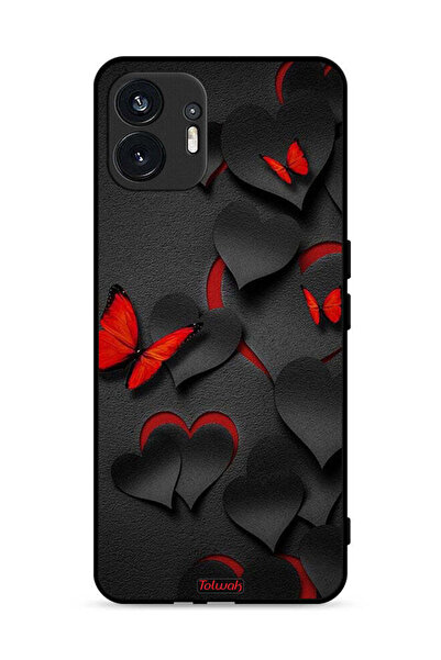 Tolwak Nothing Phone (2) 5G Protective Case Cover Hearts And Butterflies Pattern