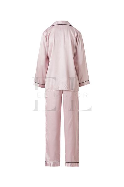 El Major Long Pajama Set with Satin Stripe