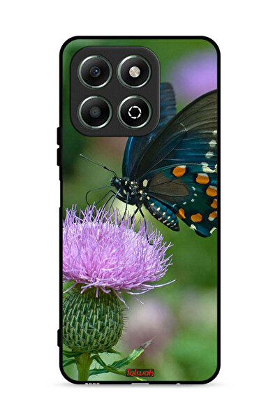 Tolwak غطاء حماية لهاتف Honor X6b 4G بتصميم فراشة على زهرة