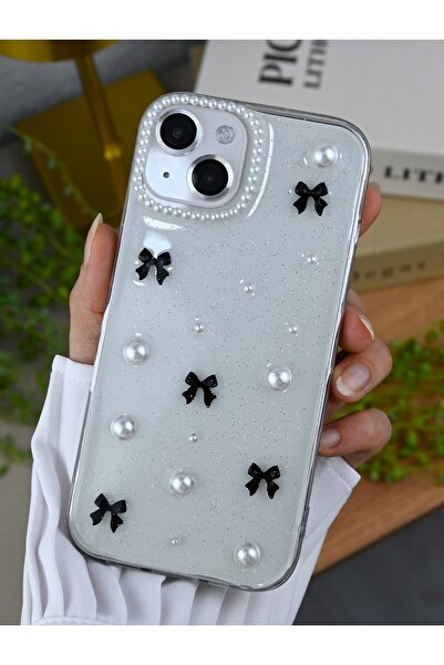 Go Aksesuar Iphone 14 Plus - 15 Plus Uyumlu İnci Kamera Tasarımlı Oyuncaklı S...