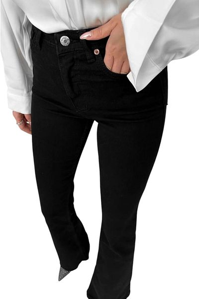 byhaziran butik Beyda Black High Waist Flare Jeans