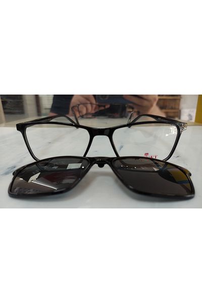 Target Tk300 C.0101 54Ekt Men's Polarized Clip-On Blue Light Screen Protected Glasses (Glossy Black)