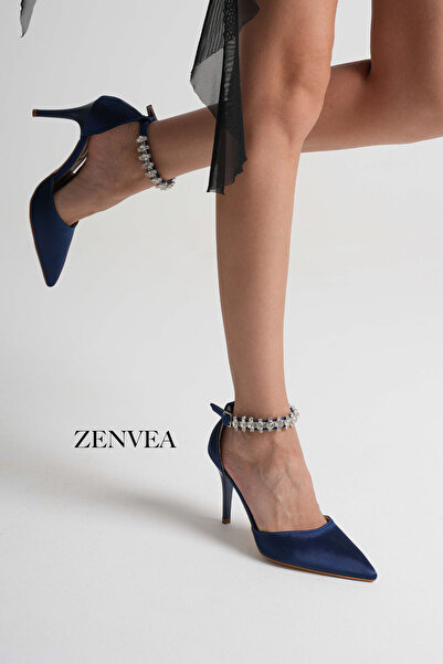 Zenvea Ankle Stone Heeled Women's Evening Dress Shoes