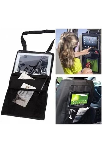 Hepta Collection Auto Seat Back Transparent Protective Case Tablet Holder In-Car Organizer Practical