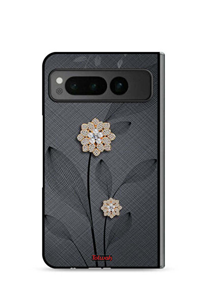 Tolwak غطاء حماية لهاتف Google Pixel Fold 5G برسومات زهور ماسية
