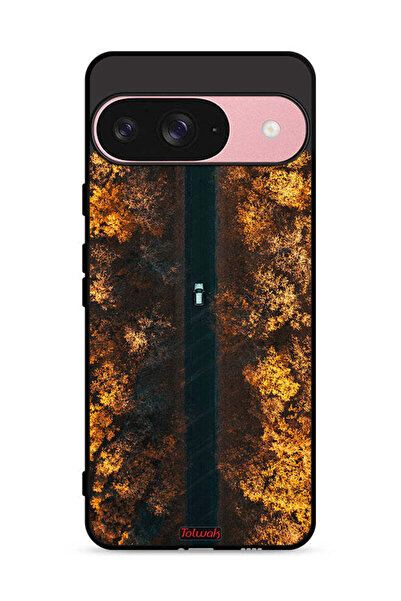 Tolwak غطاء حماية لجهاز Google Pixel 9 بتصميم طريق في أشجار الخريف