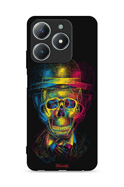 Tolwak غطاء حماية لهاتف Realme C63 4G بتصميم جمجمة وقبعة ملونة وفن خيالي