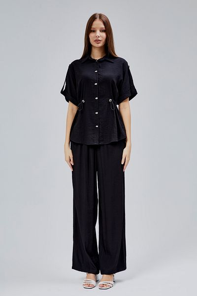 Bolivente Black Relaxed Cut Shirt Pants Suit
