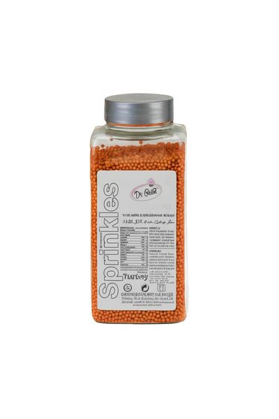 Dr. Gusto 2 mm Orange Beads Sugar 250 g – Mini Cake and Dessert Decoration Sugar