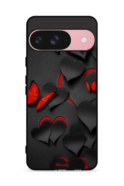 Tolwak غطاء حماية لجهاز Google Pixel 9 بنقشة قلوب وفراشات