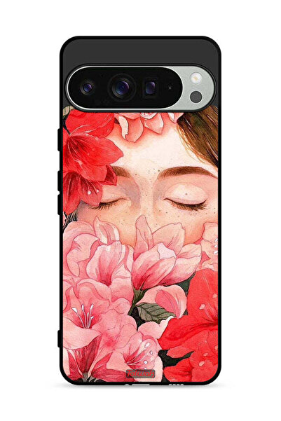 Tolwak غطاء حماية لهاتف Google Pixel 9 Pro بتصميم وجه فتاة مختبئة بين الزهور