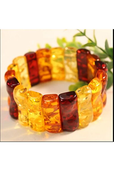 ORGANICYOU Yinglu Elegant Amber Stone Honey Bracelet for Men and Women - Vibrant Yellow, Red and Orange