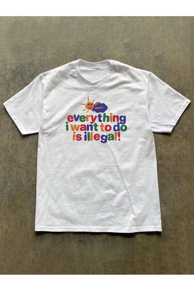 SVART WEAR Tot ce vreau să fac este illegal, scris în engleză Bas cu imprimeu e supradimensionat h tricou short
