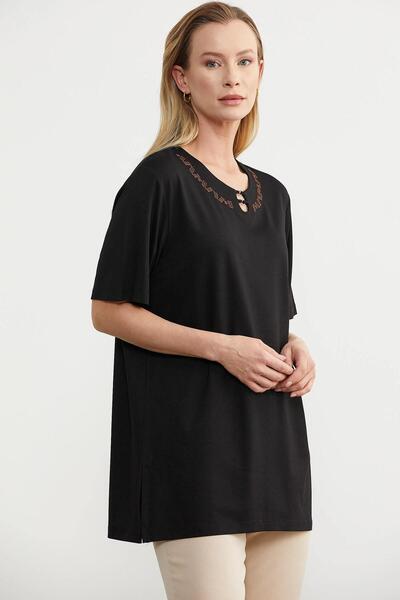 Sementa 75980 Nakış Detay Geniş Kalıp Kısa Kol Tshirt