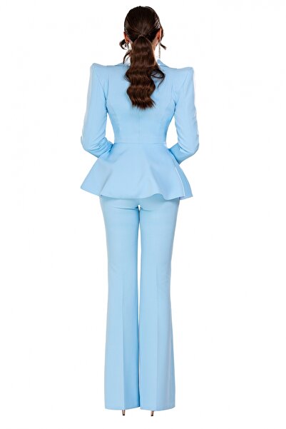 Atmosphere Fashion Jachetă albastră elegantă cu umeri bufanți