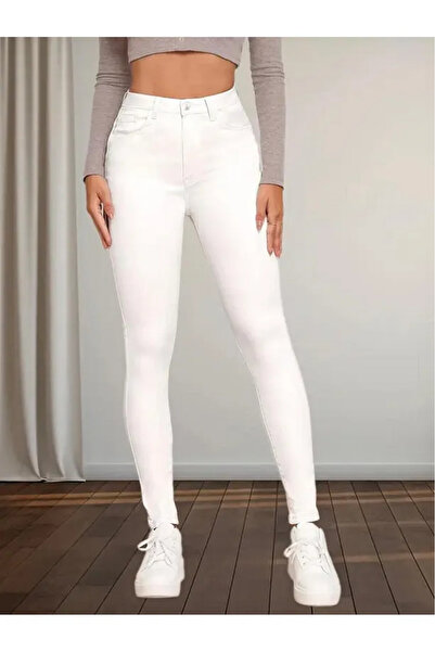 byhaziran butik Didar Жіночі не вицвітаючі білі супер-обтягуючі джинси