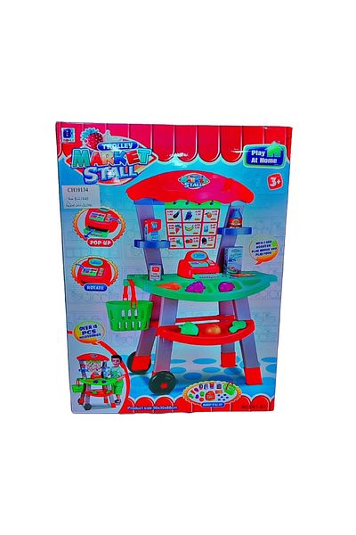 rexa Trolley Market Stall Toy Set – Pretend Play Shop