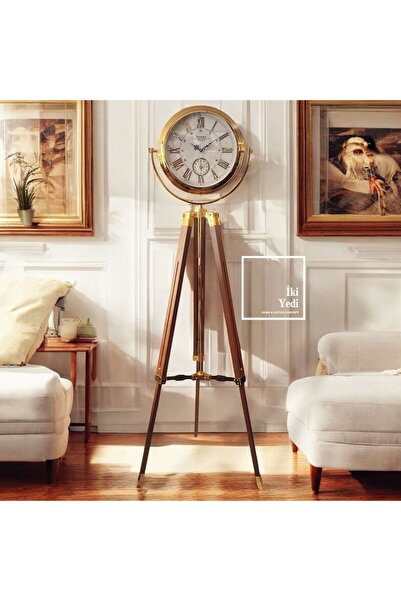 77 Schalke Tripod Ayaklı Dev Salon Saati, Ahşap Gövdeli Gold Saat, Lüks Ev Of...