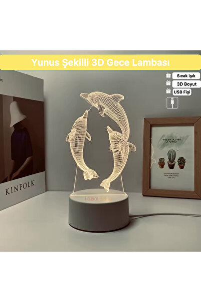 Lazım Shop 3 Boyutlu Gece Lambası Yunus Şekilli