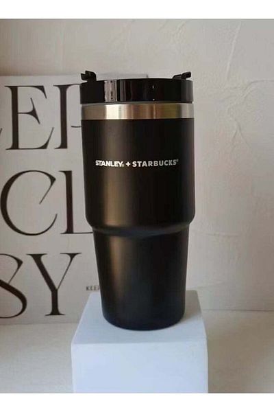 Stanley Insulated mug with straw lid, for water, Iced Tea or Coffee, Juice and Smoothie 20 oz, Black