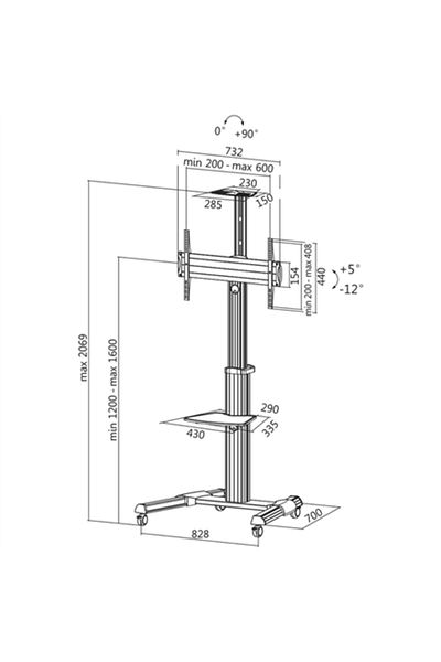 3 Logilink Adjustable TV Stand 37-70", Max 50kg