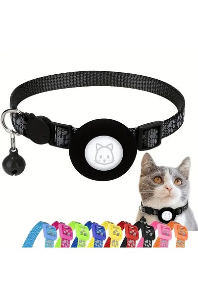 Lady Fify Airtag Attachable Neck Collar with Reflection and Bell for Cat and Dog