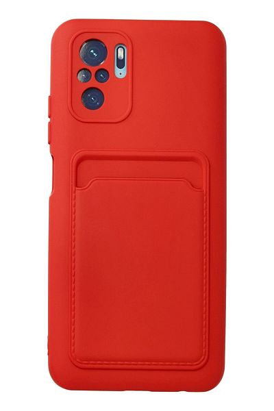 CepteToptan حافظة هاتف Xiaomi Redmi Note 10S من السيليكون مع بطاقة عمل كلفن - أحمر - MKİ9321-8032