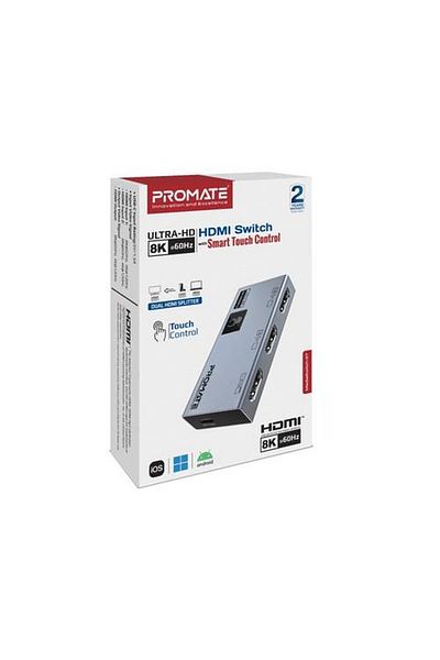 Promate Instant connectivity and high performance with the Media Switch-2T, up to 8K@60Hz, with smart touch control.