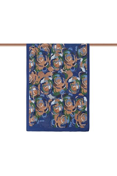 ipekevi Patterned Tensoft Shawl - Emotional Floral Patterned - Denim Blue