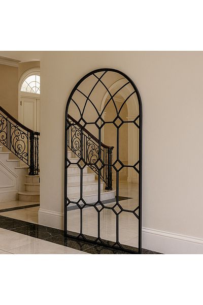 Gharaib Al Tuhaf Luxury Large Arched Mirror with Iron Frame - 180 x 90 cm