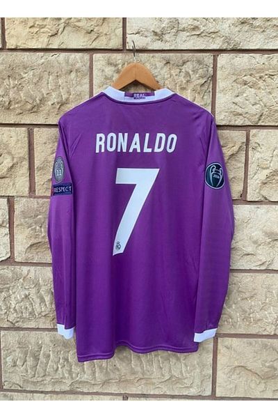 yenteks Ronaldo. Real. Madrid. Sezon 2017-16 Tricou pentru adulți cu mânecă lungă de culoare violet