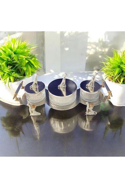 partridge store Metal Leopard Footed Glass Bowl Snack Bowl Set of 3