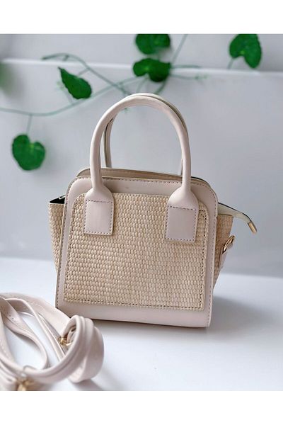 h&c bag butik Beige Summer Straw Look Detail Hand Arm and Shoulder Bag