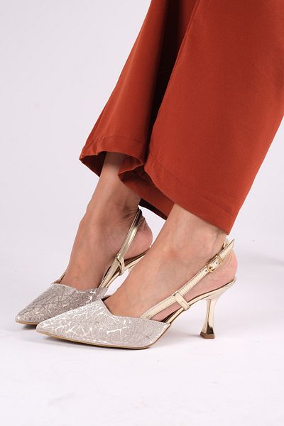 romex Women's Gold Heel Evening Dress Shoes