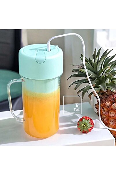77 Kobbie Taşınabilir Şarjlı Meyve Sıkacağı Pipetli Blender Bardak Kamp Pikni...