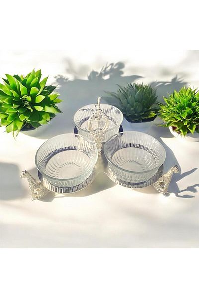 partridge store Metal Footed Glass Bowl Snack Bowl Presentation Bowl