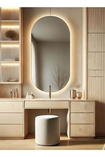Taimi 80x50cm Oval Makeup Mirror with LED Backlight, Makeup Mirror Suitable for Dressing Room