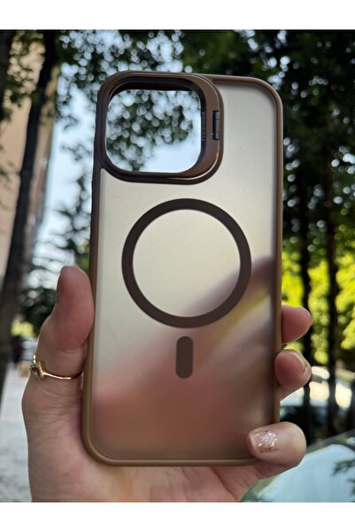 iPhone 11 uyumlu mat megsafe kablosuz şarj lens hediyeli stand tam korumalı silikon kılıf