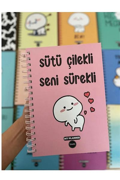 MİNGODAN Caiet de planificare săptămânală fără dată cu lapte, căpșuni, autocolant cu capac continuu